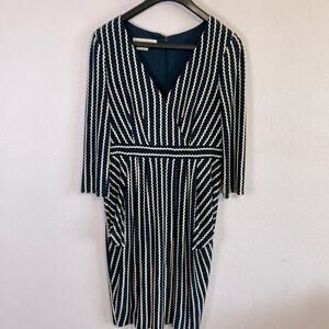 Maggy London Women Navy Striped Dress Size 10